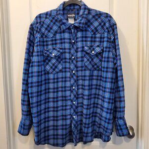 Vintage Wrangler Pearl Button Western Cowboy Flannel - XL/XXL